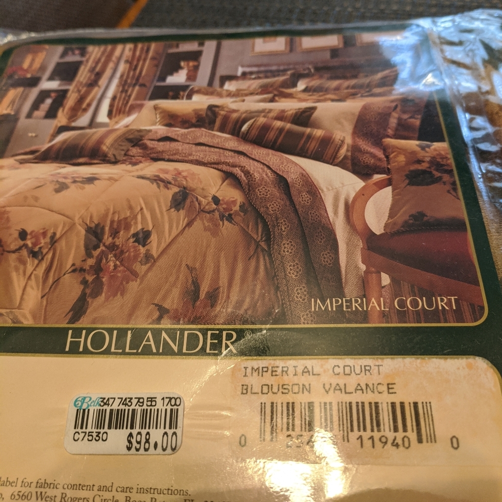 2 Hollander Blouson Satin Water Colors Valance wide pocket 86"WideX17 1/2" long